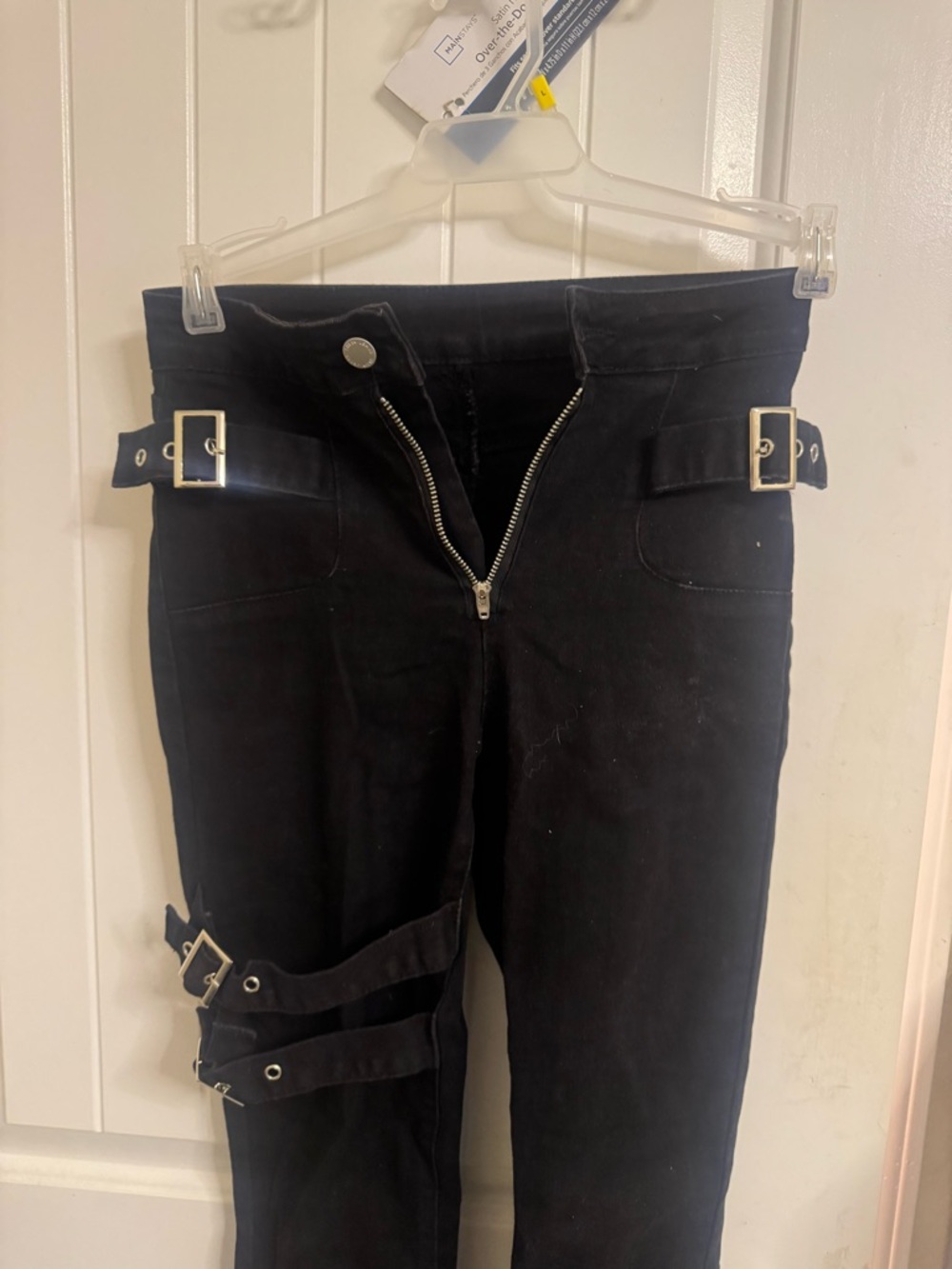 Black Skinny Jeans with Buckle Details